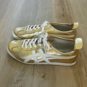Gold and White Women's Sneakers